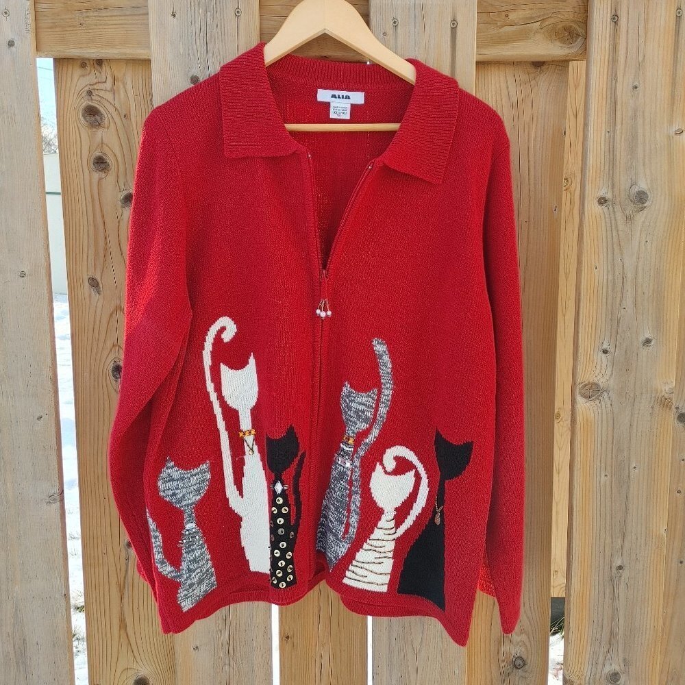 Adorable ALIA CAT ZIP UP Jacket Size 14-16